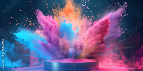 Vibrant Holi Celebration Color Powder Explosion
 photo