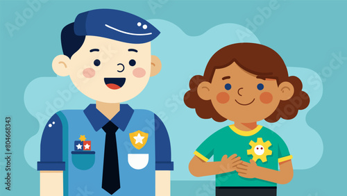 A cartoon character representing a government project that provides training and resources for law enforcement officers to better understand and. Vector illustration