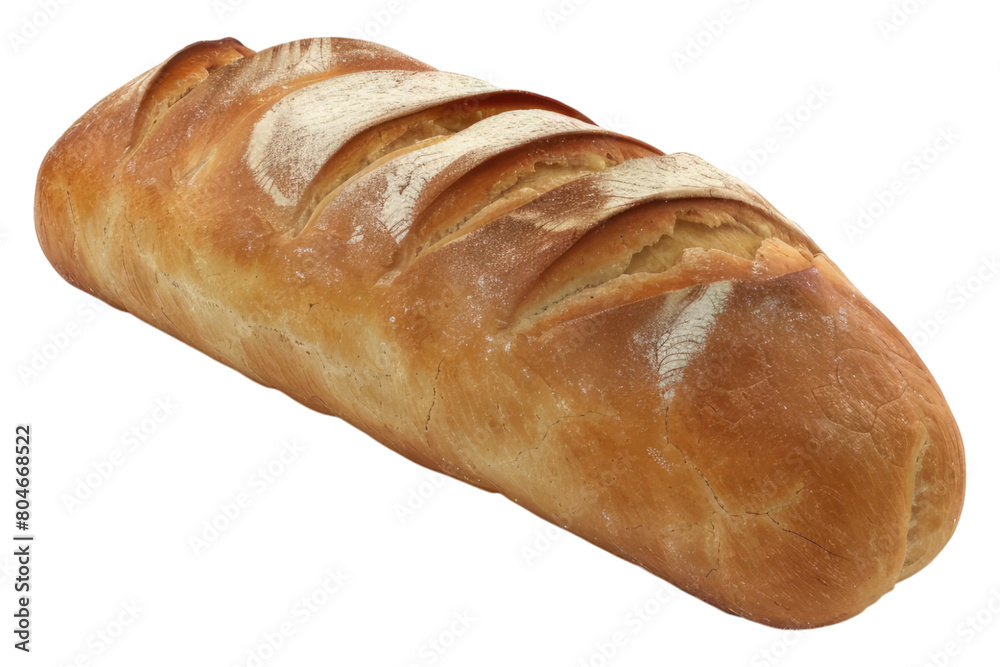 Loaf of sourdough bread isolated on transparent background.