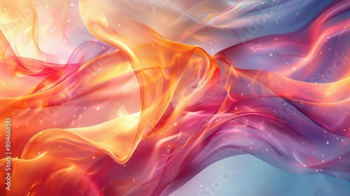 A colorful, flowing piece of fabric with a bright orange and pink hue