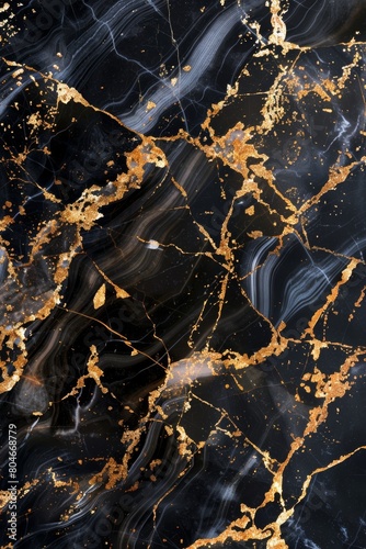 A high-resolution images of marble texture with black and intertwined veins of gold and silver glitter.  © Nica