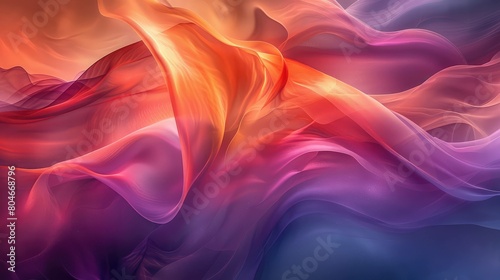 A colorful, abstract painting of a wave with a red and orange hue