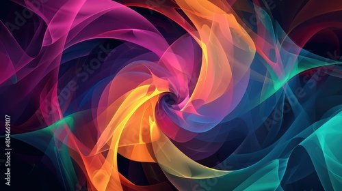 A colorful swirl of light and dark colors