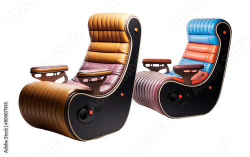 Colorful Retro Arcade Gaming Chair Isolated On Transparent Background PNG. photo