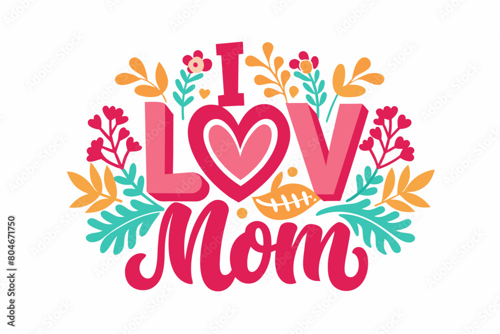 Typography of Mother's Day, sticker concept on white background Typography of Mother's Day, sticker concept on white background