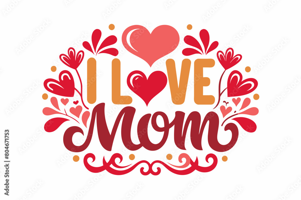 Typography of Mother's Day, sticker concept on white background  