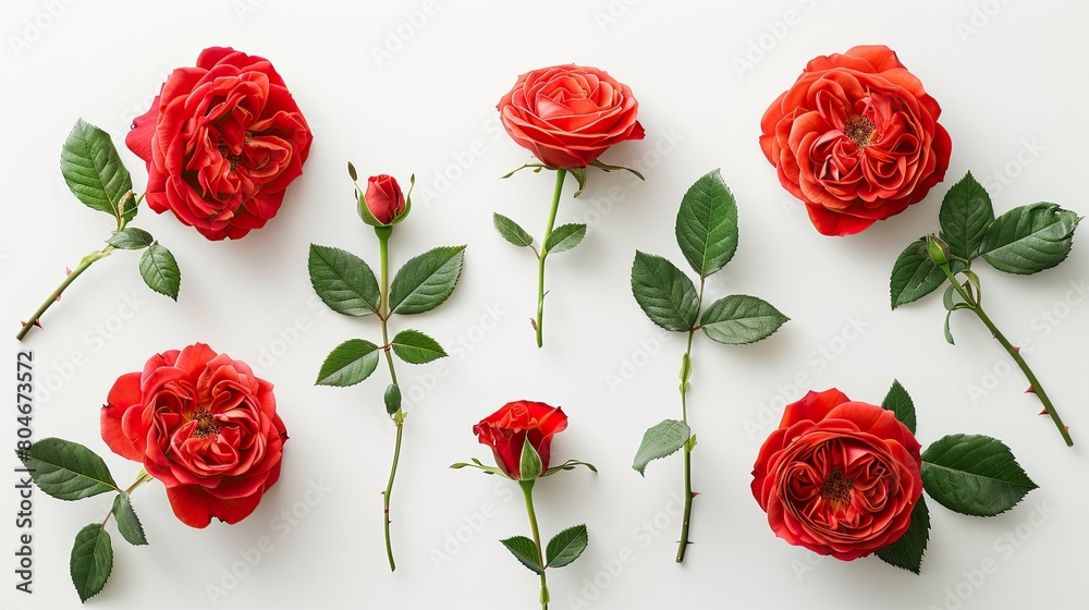 Fototapeta premium Celebrate special occasions like birthdays Mother s Day Valentine s Day Women s Day and weddings with a vibrant arrangement of English roses set against a crisp white backdrop Captured from