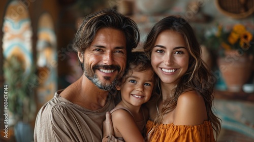 close up portrait of happy family