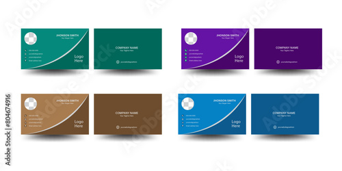 a white green and blue modern creative business card and name card. double sided business card template modern and clean style . Visiting card for business and personal use.