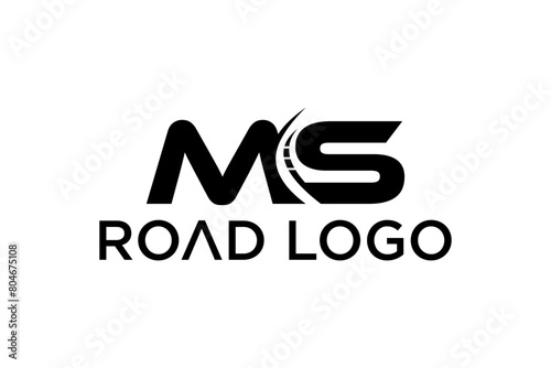 Template logo letter MS with Road  ,for company branding logo