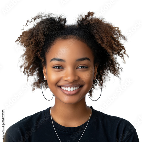 Smiling Woman in Black Shirt