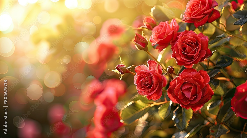 A lovely scene of red roses set against a backdrop perhaps adorning a greeting card or a calendar A lovely scene of red roses set against a backdrop perhaps adorning a greeting card or a calendar