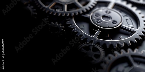 Iron gears on a black background
