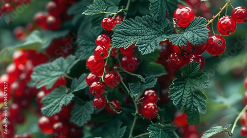  Close-up of red berries against green leaves