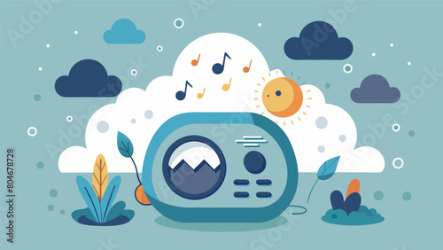 This sound machine for pets offers a selection of tranquil sounds including rain ocean waves and birdsongs to ease anxiety and promote relaxation.. Vector illustration