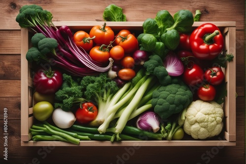  crate fferent fresh vegetables light background top view space text abundance agriculture avocado bell cooking copy crop delivery diet different farm flat food fruit gastronomy grocery group harvest 