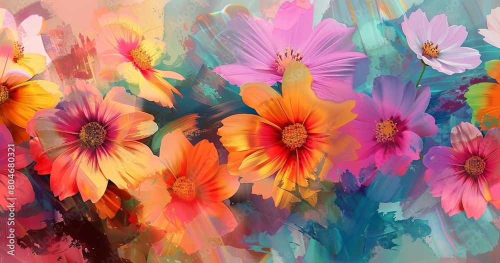 colorful abstract background with beautiful flowers illustration, colourful floral wallpaper colorful abstract background with beautiful flowers illustration, colourful floral wallpaper
