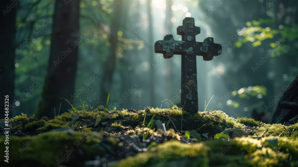 Christian cross in nature. Culture and religion concept
