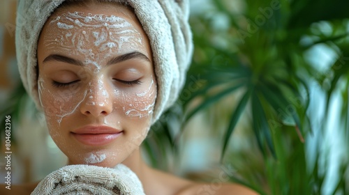 Woman With Towel Wrapped Around Her Head