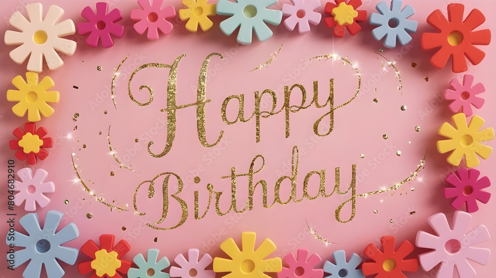 A birthday greeting card adorned with vibrant flowers. A birthday greeting card adorned with vibrant flowers.