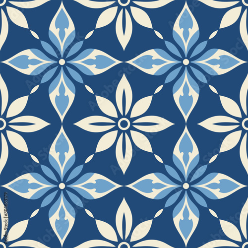 White and blue luxury vector seamless pattern. Ornament  Traditional  Ethnic  Arabic  Turkish  Indian motifs. Great for fabric and textile  wallpaper  packaging design or any desired idea.
