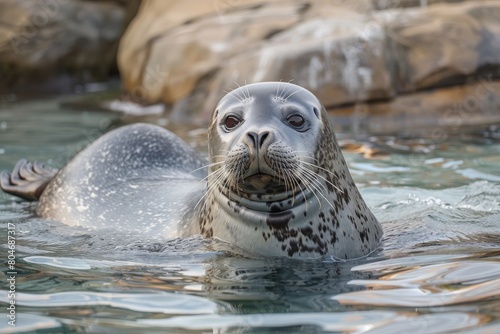 Antarctica crab seal close-up on a cloudy winter day. Beautiful simple AI generated image in 4K  unique.