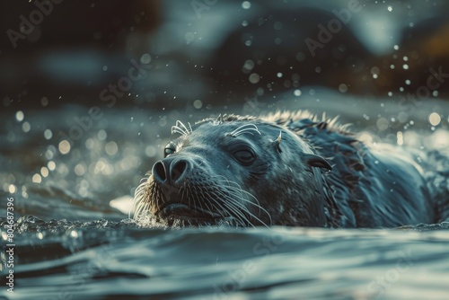 grey seal - wildlife - Helgoland 4K. Beautiful simple AI generated image in 4K, unique.