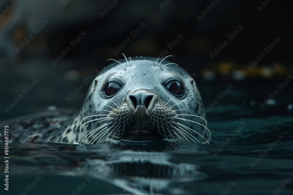 Fototapeta premium grey seal - wildlife - Helgoland 4K. Beautiful simple AI generated image in 4K, unique.