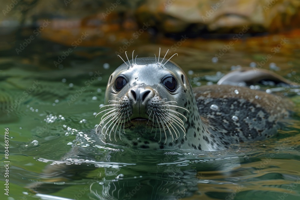 Fototapeta premium grey seal - wildlife - Helgoland 4K. Beautiful simple AI generated image in 4K, unique.
