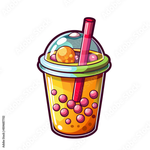 smoothie or fresh juice with drinking straws mug, summer drink