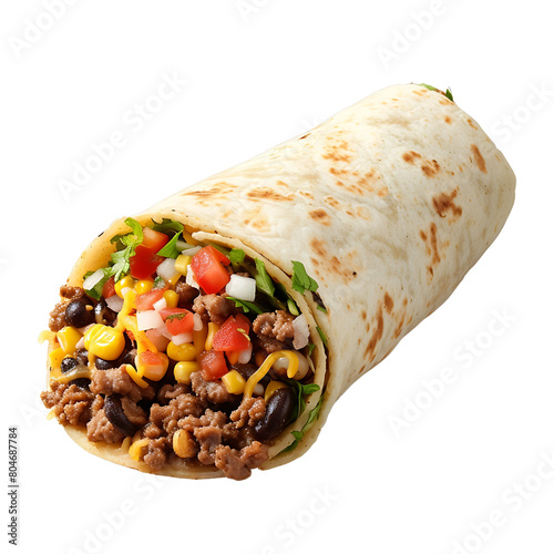 Burrito Photo on Solid White Background