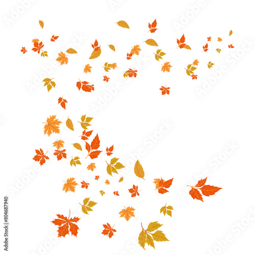 Autumn Leaves Falling isolated on transparent background generative ai