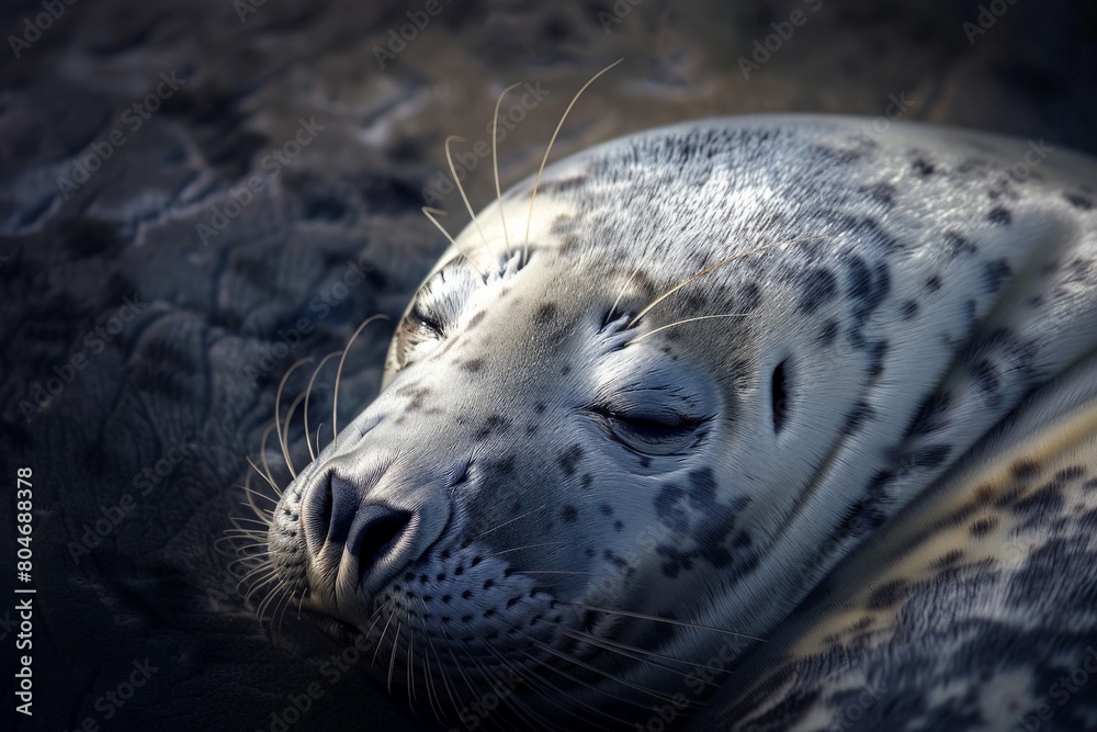 Fototapeta premium grey seal - wildlife - Helgoland 4K. Beautiful simple AI generated image in 4K, unique.