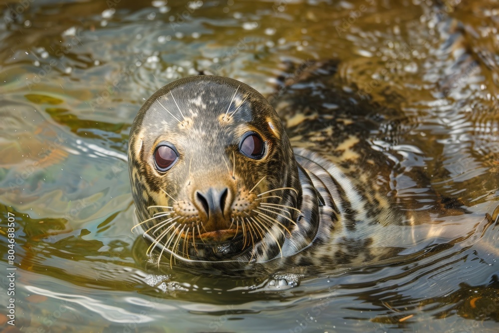 Obraz premium grey seal - wildlife - Helgoland 4K. Beautiful simple AI generated image in 4K, unique.