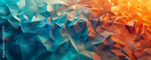 abstract polygonal design of turquoise and dusk orange, ideal for an elegant abstract background photo