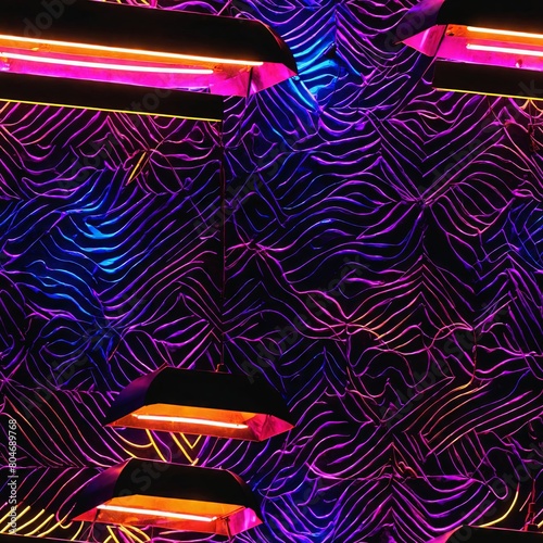 Neon Lights Seamless Pattern Background