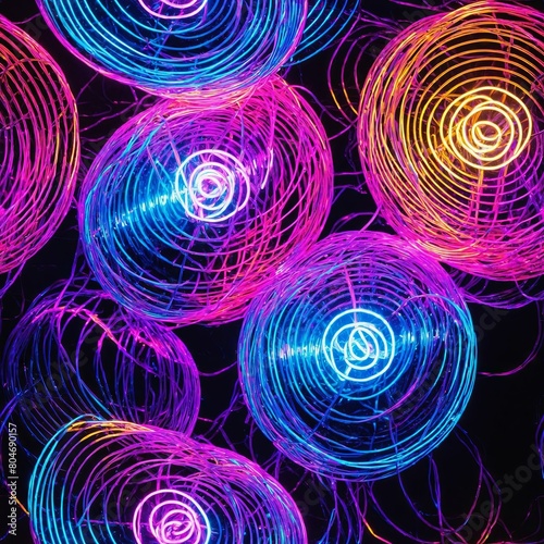 Neon Lights Seamless Pattern Background