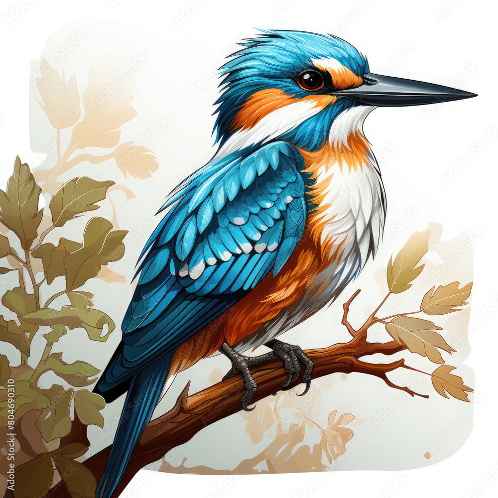 Obraz premium Watercolor Kingfisher vector, clipart Illustration, Generative Ai