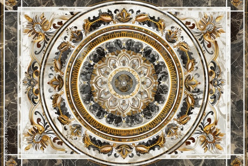 Lavish antique baroque  barocco ornate marble ceiling frame non linear reformation design. elaborate ceiling with intricate accents depicting classic elegance and architectural beauty