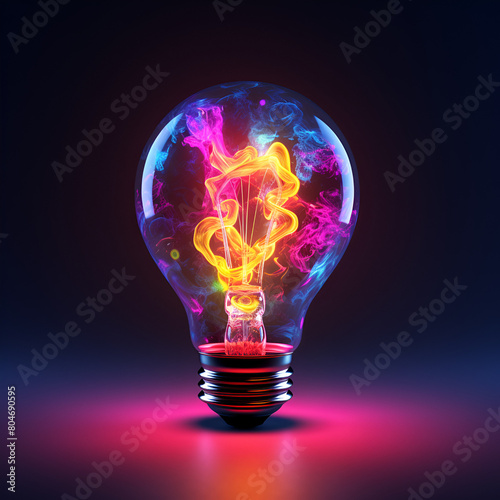 Abstract colorful lighting bulb