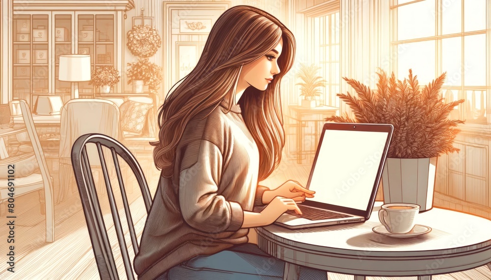Engaged Online Shopper in a Cozy Home Setting Engaged Online Shopper in a Cozy Home Setting