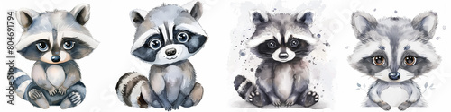 Watercolor illustration of Raccoons