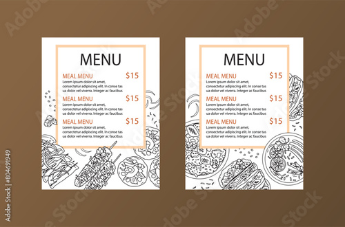 menu with hand drawn outline mexican food