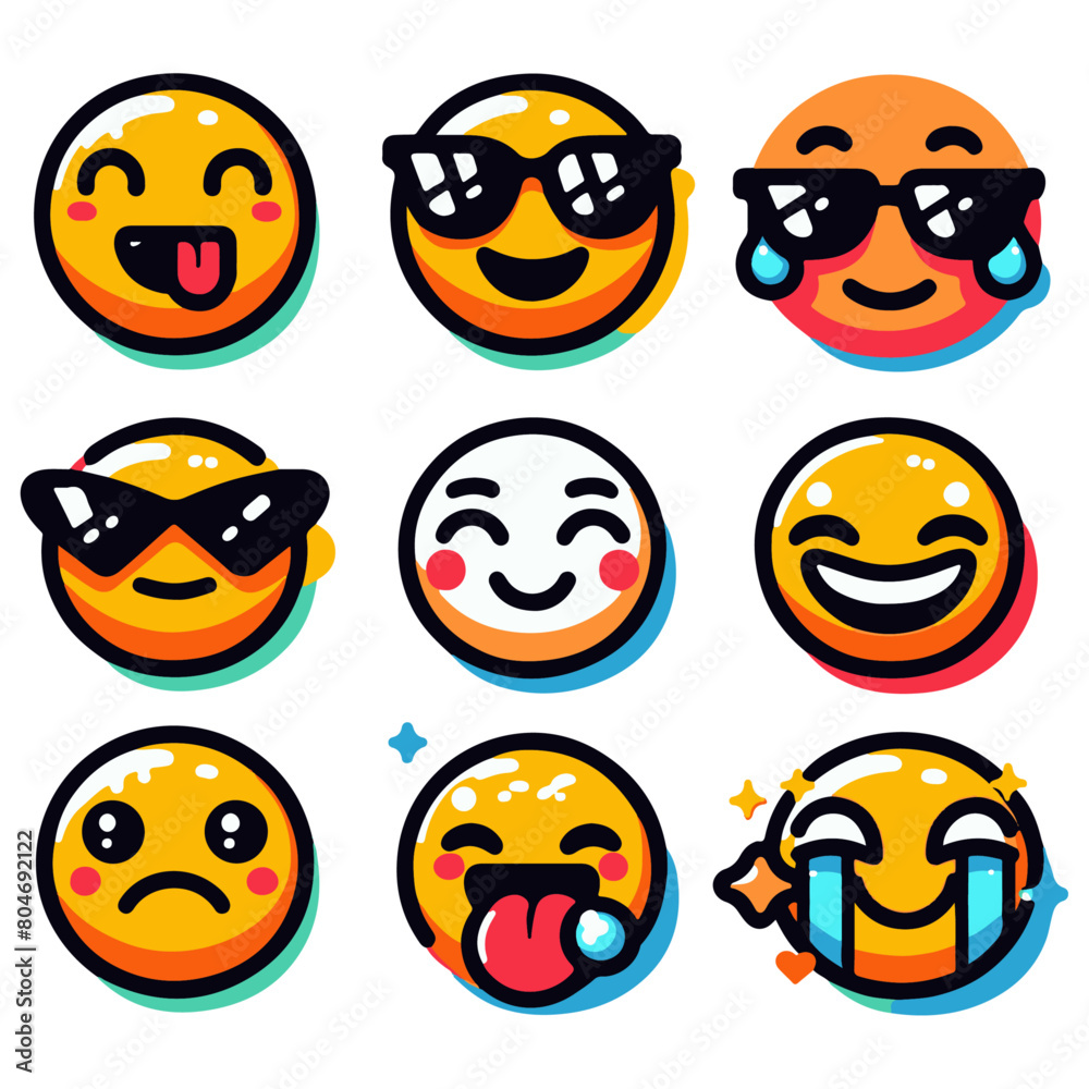 Expressive Smiley Emoji Vector Design Elements: Brighten Your Projects with Joyful Graphics Expressive Smiley Emoji Vector Design Elements: Brighten Your Projects with Joyful Graphics