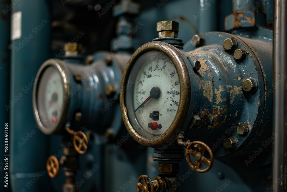 Fototapeta premium Essential Air compressor regulator valves. Flow control. Generate Ai