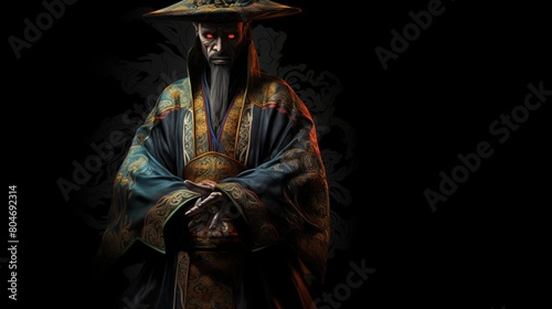 Illustration of a Jiangshi on a Black Background