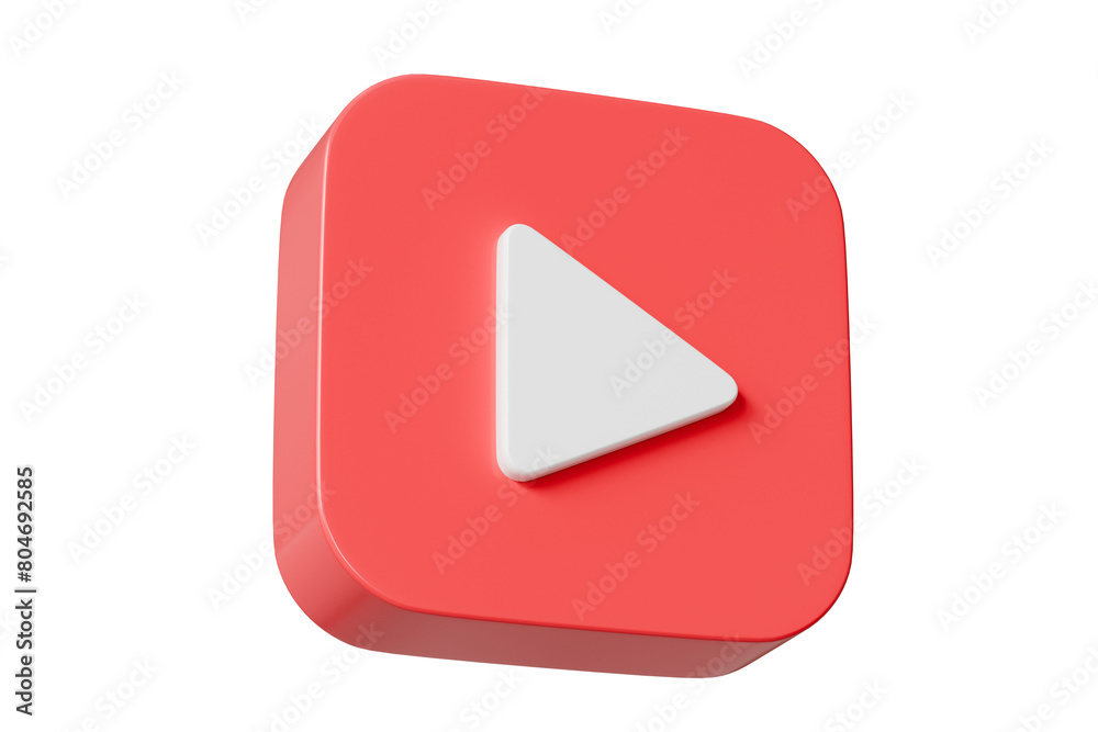 3d Realistic Playing videos button icon isolated on white background. Minimal red videos player icon. Playing video player entertainment concept, streaming videos concept. 3d render. 3d Realistic Playing videos button icon isolated on white background. Minimal red videos player icon. Playing video player entertainment concept, streaming videos concept. 3d render.