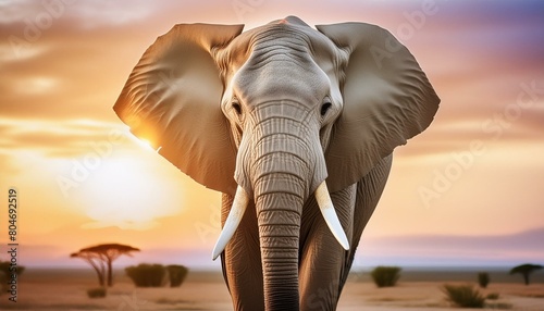 elephant at sunset photo