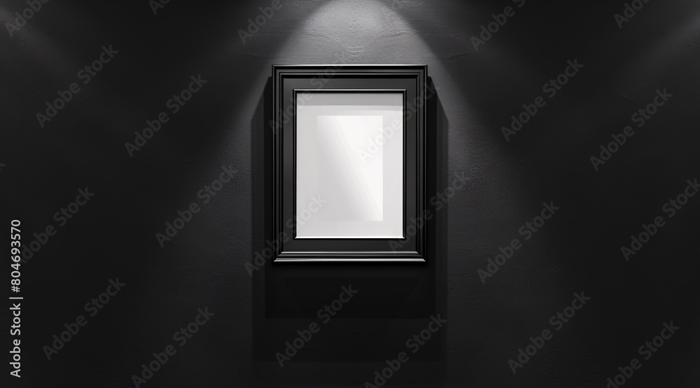 a mockup of a blank white frame with black wooden edges on the wall a mockup of a blank white frame with black wooden edges on the wall