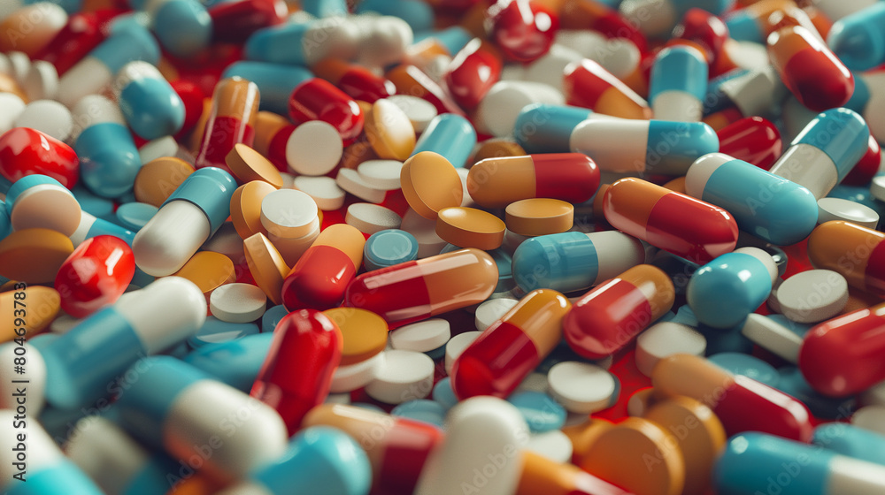 Lots of bright colorful medical pills Lots of bright colorful medical pills